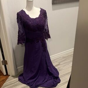 Chic Long Sleeve Purple Lace Dress